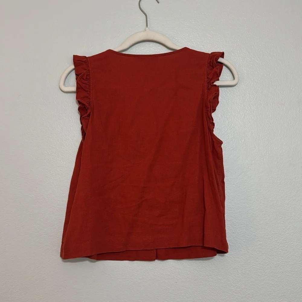 Madewell Linen-Blend Ruffle Button-Front Tank - Picture 5 of 6
